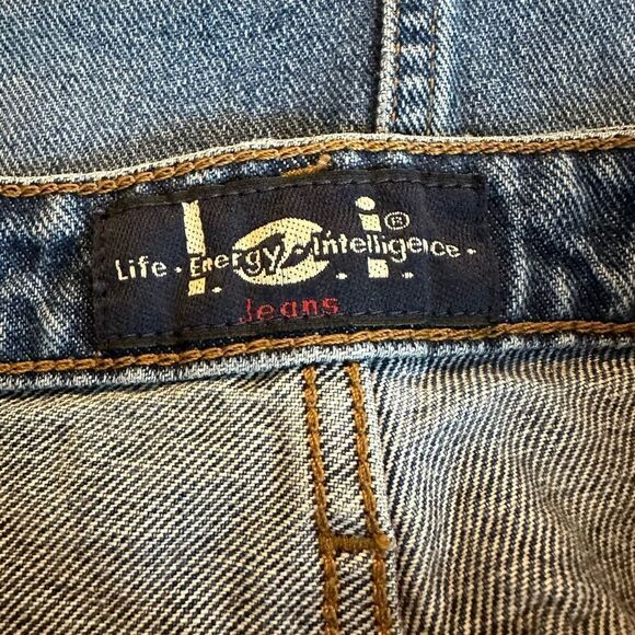 Y2K LEI Distressed Denim Mini Skirt Juniors Size 5 Blue Raw Hem Low Rise Vintage - Picture 4 of 9